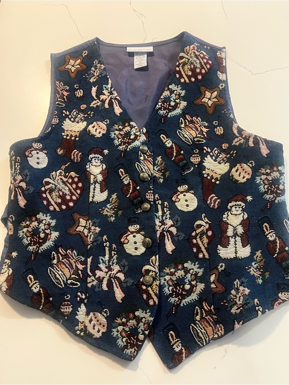 White Stag Navy Holiday Jacquard Vest